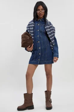 boohoo Robe Mini En Denim Western<Femme Denim|Denim