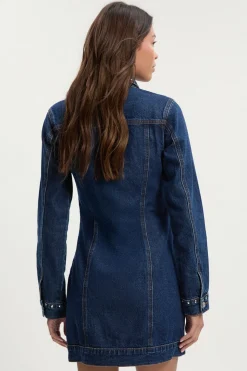 Robe mini en denim western cloutée