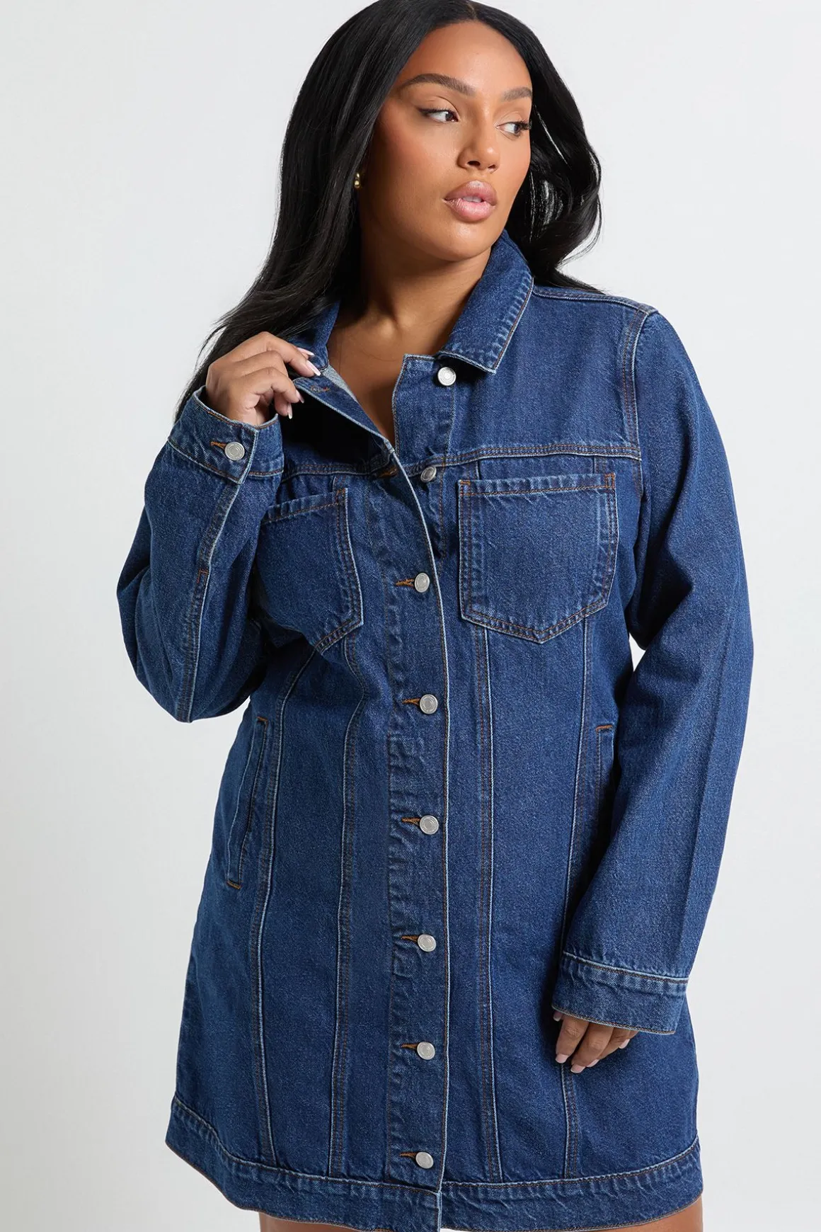 Robe Mini En Denim Western Grande Taille