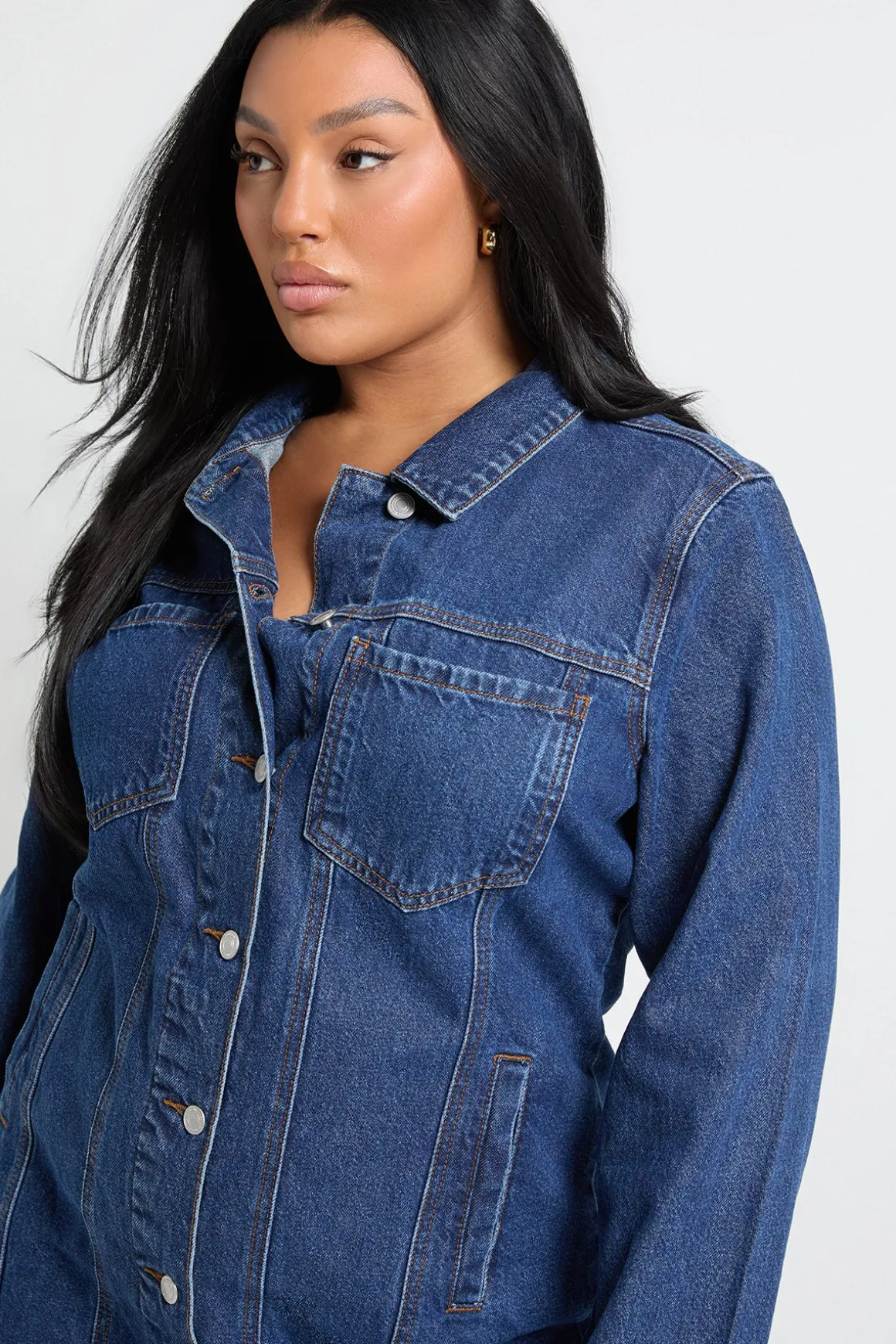 Robe Mini En Denim Western Grande Taille