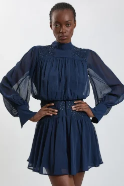 Robe Mini En Georgette Ornée À La Main