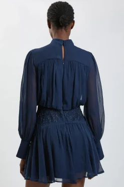 Robe Mini En Georgette Ornée À La Main