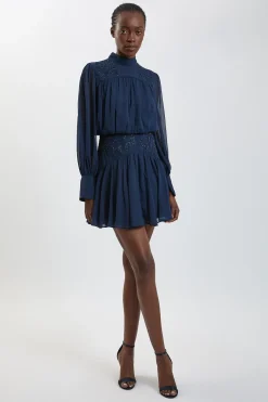 Robe Mini En Georgette Ornée À La Main