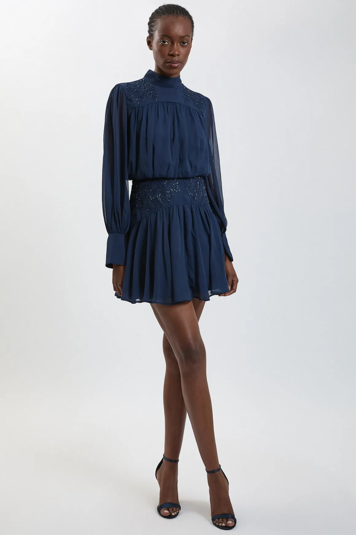 Robe Mini En Georgette Ornée À La Main