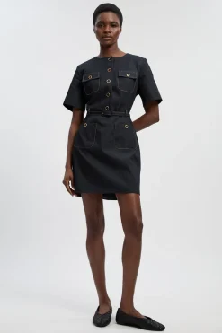 KarenMillen Robe Mini en Jean Ajustée avec Ceinture - Petite Taille<Femme Tailleurs|Denim