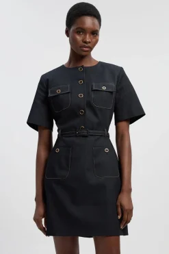 KarenMillen Robe Mini en Jean Ajustée avec Ceinture - Petite Taille<Femme Tailleurs|Denim