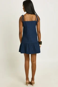 Robe Mini En Jean À Bretelles Et Ourlet Asymétrique