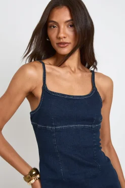 Robe Mini En Jean À Bretelles Tall