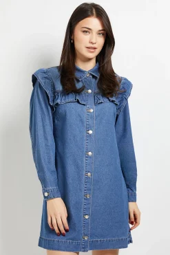 Robe Mini En Jean À Empiècement À Volants