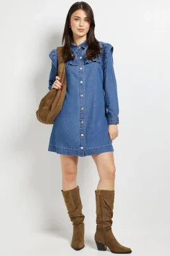 Robe Mini En Jean À Empiècement À Volants