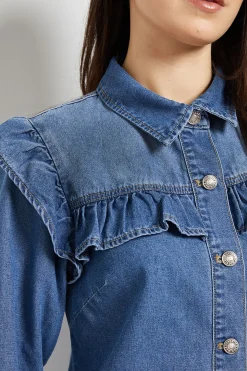 Robe Mini En Jean À Empiècement À Volants