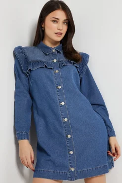 Robe Mini En Jean À Empiècement À Volants