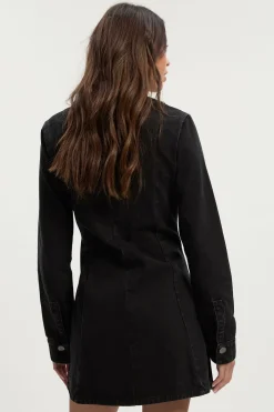 Robe Mini En Jean À Manches Longues Évasée
