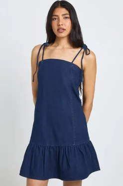 Robe Mini En Jean À Ourlet Tombant Et Bretelles Pour Grande Taille