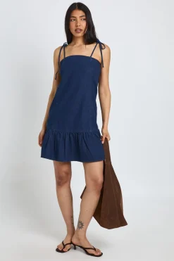 Robe Mini En Jean À Ourlet Tombant Et Bretelles Pour Grande Taille