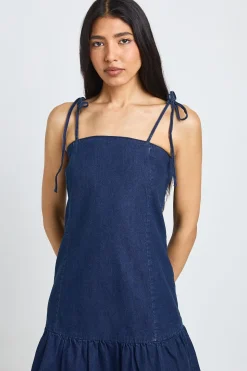 Robe Mini En Jean À Ourlet Tombant Et Bretelles Pour Grande Taille