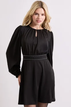 Robe Mini en Jersey avec Détail Clouté à la Taille