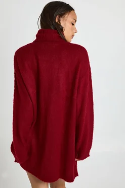 Robe mini en maille brossée ultra douce avec col roulé