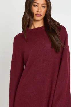 boohoo Robe Mini En Maille À Col Rond Et Manches Évasées Pour Grande Taille<Femme Pulls Et Gilets|Toutes Les Mailles