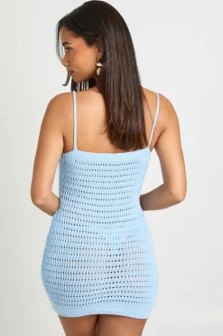 boohoo Robe Mini En Maille Crochet À Col En V<Femme Toutes Les Robes|Robes