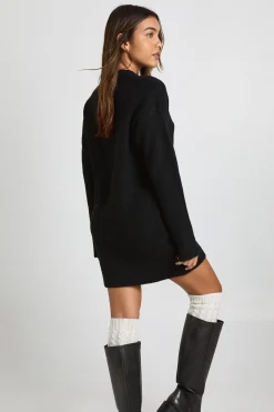 Robe mini en maille de rugby oversize avec détails de col