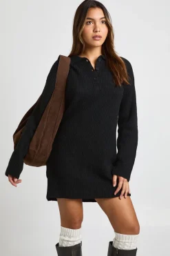 Robe mini en maille de rugby oversize avec détails de col
