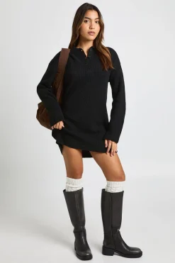 Robe mini en maille de rugby oversize avec détails de col