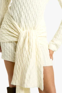 Robe Mini en Maille Douce Oversize avec Détail Noué