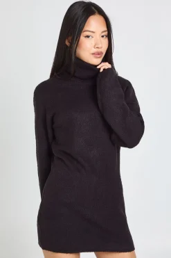 Robe Mini En Maille Épaisse Col Roulé Petite