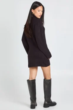 Robe Mini En Maille Épaisse Col Roulé Petite