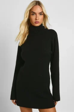 Robe Mini En Maille Épaisse À Col Roulé