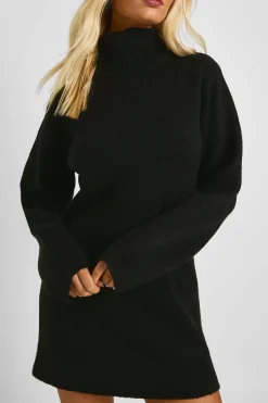 Robe Mini En Maille Épaisse À Col Roulé