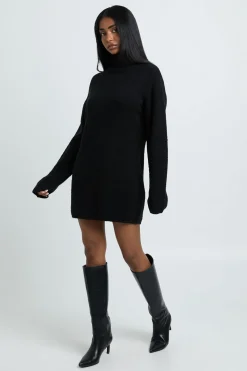 boohoo Robe Mini En Maille Épaisse Col Roulé Petite<Femme Pulls Et Gilets|Toutes Les Mailles