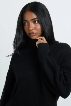boohoo Robe Mini En Maille Épaisse Col Roulé Petite<Femme Pulls Et Gilets|Toutes Les Mailles