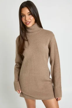boohoo Robe Mini En Maille Épaisse À Col Roulé<Femme Pulls Et Gilets|Toutes Les Mailles
