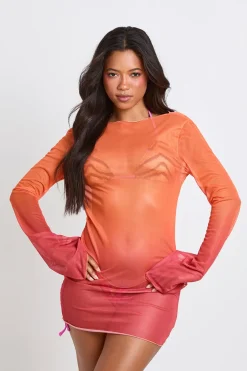 boohoo Robe Mini En Maille Transparente Dégradé Ombré<Femme Toutes Les Robes|Robes