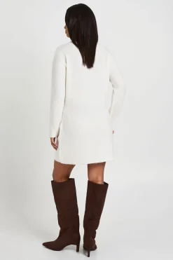 Robe Mini En Maille Ultra Douce À Col Montant Petite