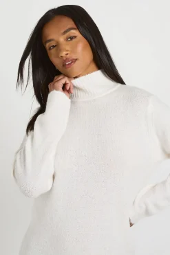 Robe Mini En Maille Ultra Douce À Col Montant Petite