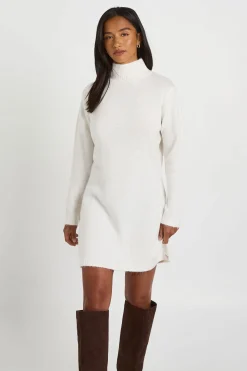 Robe Mini En Maille Ultra Douce À Col Montant Petite