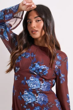 Robe Mini en Mesh Imprimé à Jupe Étagée Petite
