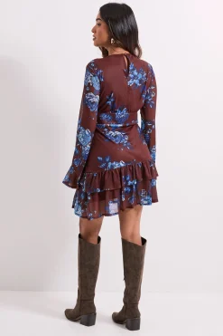 Robe Mini en Mesh Imprimé à Jupe Étagée Petite