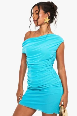 boohoo Robe mini en mesh à épaules dénudées<Femme Robes Moulantes|Robes