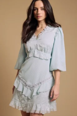 Robe Mini En Mélange De Mousseline Avec Dos Noué