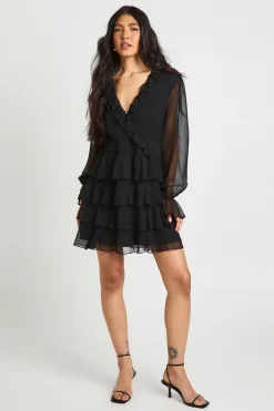 Robe Mini En Mousseline Avec Détails À Volants Pour Grande Taille