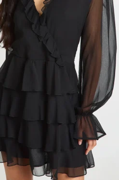 Robe Mini En Mousseline Avec Détails À Volants Pour Grande Taille