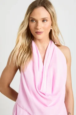 boohoo Robe Mini En Mousseline À Col Licou Et Ourlet Superposé Petite<Femme Robes|Robes De Soirée