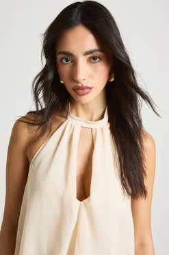 Robe Mini En Mousseline Col Montant À Volants Étagés