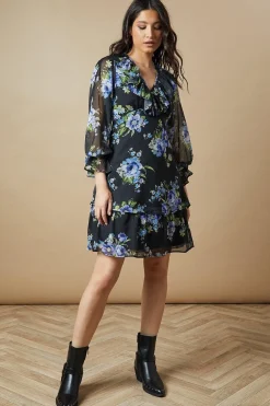 Oasis Robe Mini en Mousseline à Col Volants<Femme Robes À Manches Longues|Robes