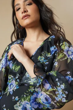 Oasis Robe Mini en Mousseline à Col Volants<Femme Robes À Manches Longues|Robes