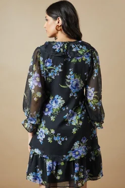 Oasis Robe Mini en Mousseline à Col Volants<Femme Robes À Manches Longues|Robes